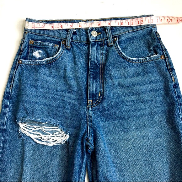 We The Free People Rita Crop Destroyed Ripped High Rise Raw Split Hem Jeans 27 - Picture 13 of 17
